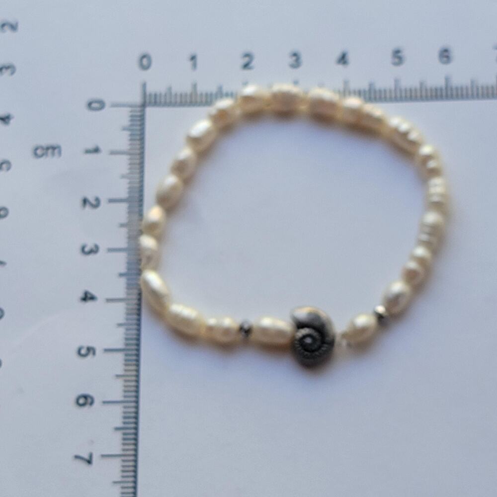 White Freshwater Pearl Beaded Bracelet Sea Life Shell Charm Stretch Jewelry Gift - Picture 16 of 16
